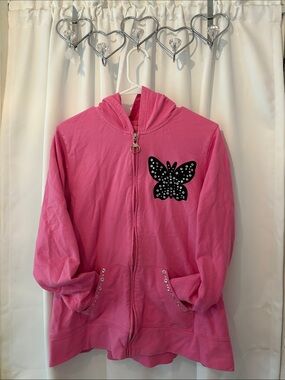 Pink Butterfly Zip Hoodie
